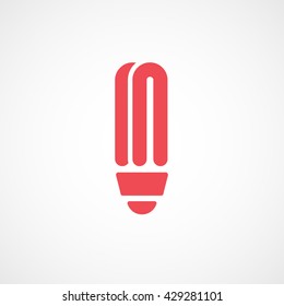 Energy Saving Fluorescent Red Icon On White Background