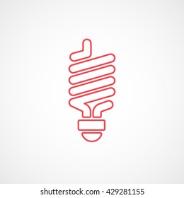 Energy Saving Fluorescent Red Icon On White Background