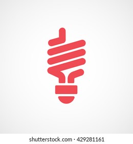 Energy Saving Fluorescent Red Icon On White Background