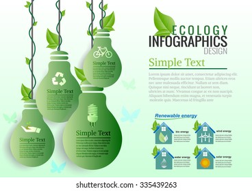 Energy saving green bulbs concept .save world vector illustration.