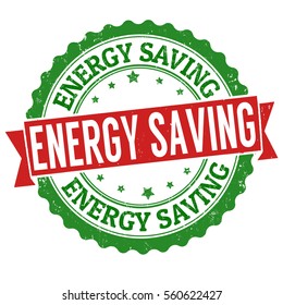 Energy saving grunge rubber stamp on white background, vector illustration