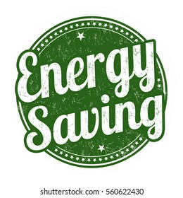 Energy saving grunge rubber stamp on white background, vector illustration