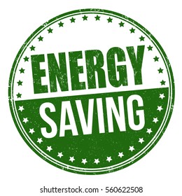 Energy saving grunge rubber stamp on white background, vector illustration