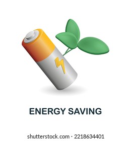 Energy Saving icon. 3d illustration from global warming collection. Creative Energy Saving 3d icon for web design, templates, infographics and more