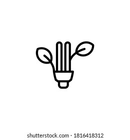Icono de ahorro de energía en icono de estilo de línea negra, estilo aislado en fondo blanco