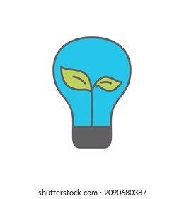 Icono de ahorro de energía en icono de color, aislado en fondo blanco 