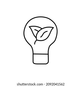 Icono de ahorro de energía en línea negra plana, aislado en fondo blanco