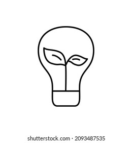Energy Saving Icon in flat black line style, isolated on white background