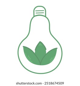 Energy saving icon with green leaf. Eco-friendly, eco-friendly. Ecological icon.