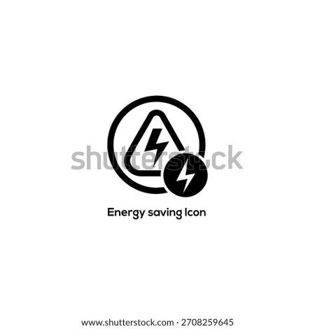 Energy Saving Icon with Lightning Bolts in Circles and Triangle, Representing Efficiency, Eco-Friendliness, and Power Conservation