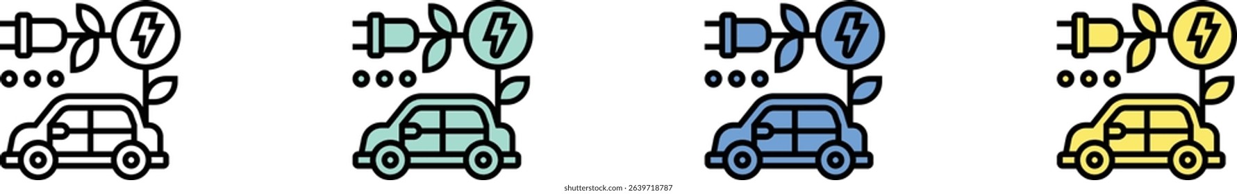 energy saving icon. Outline, Green, Blue and Yellow Style Design Isolated On White Background