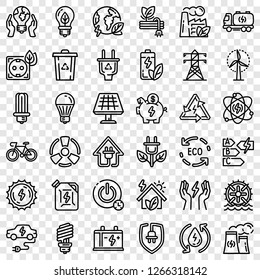 Energy Saving Icon Set. Outline Set Of Energy Saving Vector Icons For Web Design