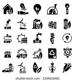 Energy saving icon set. Simple set of energy saving vector icons for web design on white background
