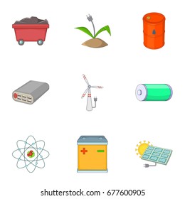 Energy saving icons set. Cartoon set of 9 energy saving vector icons for web isolated on white background