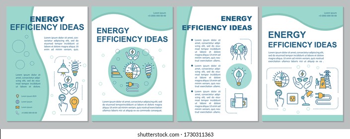 Energy saving ideas brochure template. Electricity waste reduction. Flyer, booklet, leaflet print, cover design with linear icons. Vector layouts for magazines, annual reports, advertising posters