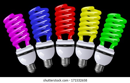 Energy saving lamp color with a black background