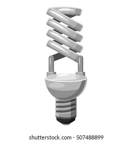 Energy saving lamp icon. Gray monochrome illustration of energy saving lamp vector icon for web