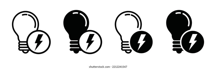 Energy saving lamp icon vector. Light bulb with lightning sign. Eco-friendly lamp symbol illustration