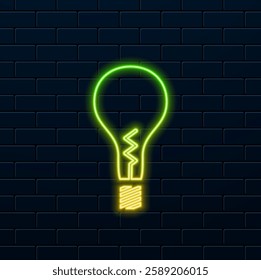 Energy saving lamp illustration. Energy saving light bulb on gray background. neon style.