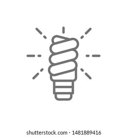 Energy saving lamp, light bulb line icon.
