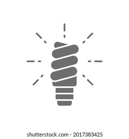Lámpara de ahorro de energía, icono gris de la bombilla.