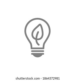 Energy saving lamp sign. Ecology bulb lamp with leaf inside. Flat outline icon. Eco friendly concept. World Environment Day. Vector illustration isolated on white