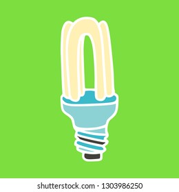 Energy saving lamp for sustainable house. Eco and zero waste goods. Colored doodle.
