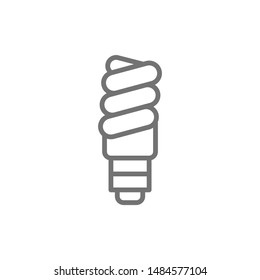 Energy saving lamp, utilization of light bulb line icon.