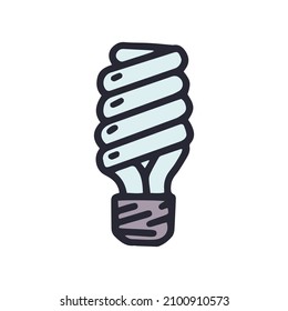 energy saving light bulb color vector doodle simple icon