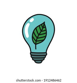 energy saving light bulb doodle icon, vector illustration