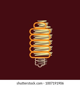  Energy saving light bulb. Flat design.