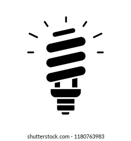 Energy saving light bulb glyph icon. Compact fluorescent lamp. Energy efficiency light. Silhouette symbol. Negative space. Vector isolated illustration