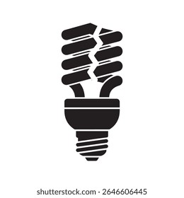 Energy saving light bulb glyph icon representing cfl lamp fluorescent lighting and eco friendly electricity vector illustration vector solid glyph icon