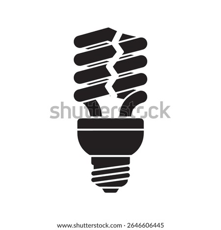 Energy saving light bulb glyph icon representing cfl lamp fluorescent lighting and eco friendly electricity vector illustration vector solid glyph icon