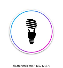 Energy saving light bulb icon isolated on white background. Circle white button. Vector Illustration
