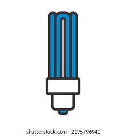 Energy Saving Light Bulb Icon. Editable Bold Outline With Color Fill Design. Vector Illustration.