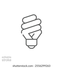 Energy saving light bulb icon. Simple outline style. Lightbulb, led, spiral lamp eco, ecology, power, economy, technology concept. Thin line symbol. Vector illustration isolated. Editable stroke.