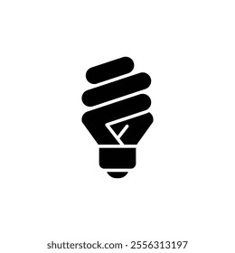 Energy saving light bulb icon. Simple solid style. Lightbulb, led, spiral lamp eco, ecology, power, economy, technology concept. Black silhouette, glyph symbol. Vector illustration isolated.