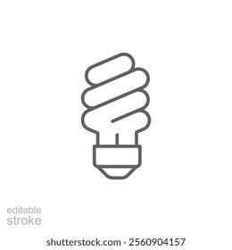 Energy saving light bulb icon. Simple outline style. Lightbulb, led, spiral lamp eco, ecology, power, economy, technology concept. Thin line symbol. Vector illustration isolated. Editable stroke.