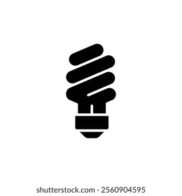 Energy saving light bulb icon. Simple solid style. Lightbulb, led, spiral lamp eco, ecology, power, economy, technology concept. Black silhouette, glyph symbol. Vector illustration isolated.