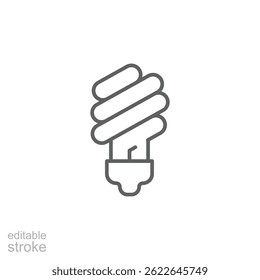 Energy saving light bulb icon. Simple outline style. Lightbulb, led, spiral lamp eco, ecology, power, economy, technology concept. Thin line symbol. Vector illustration isolated. Editable stroke.