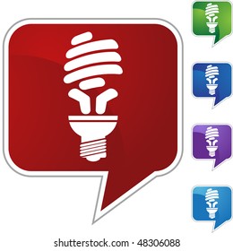 Botón web del icono de la bombilla de ahorro de energía aislado en un fondo.