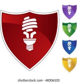 Botón web del icono de la bombilla de ahorro de energía aislado en un fondo.