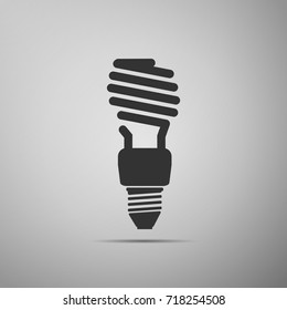 Energy saving light bulb icon isolated on grey background. Flat design. Vector Illustration