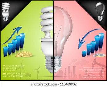 energy saving light bulb in infographic