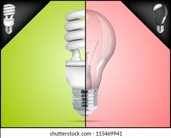 energy saving light bulb in infographic