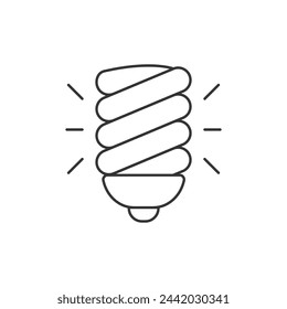 Icono lineal de bombilla de ahorro de energía, símbolo de trazo editable de ahorro de energía, símbolo de contorno vectorial de tecnologías de ahorro de energía.