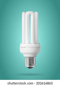 Energy saving light bulb on blue background