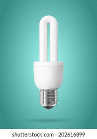 Energy saving light bulb on blue background