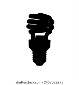 Energy saving light bulb silhouette isolated on white background. Light bulb icon vector illustration.